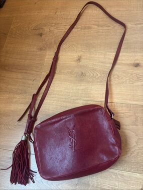 Yves Saint Laurent Burgundy Leather Crossbody with Tassel